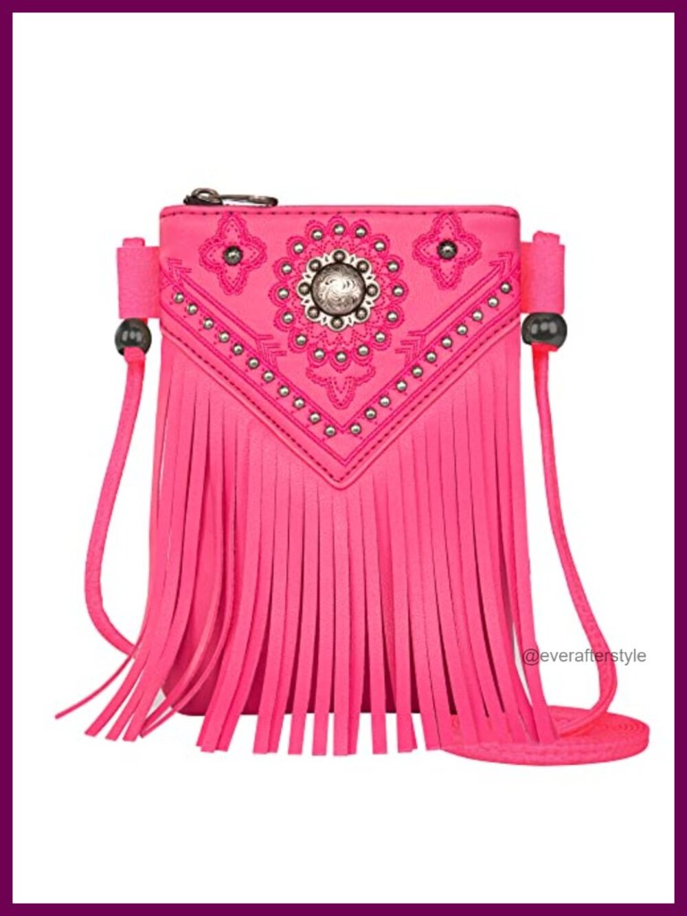 Small Western Crossbody Phone Purse with Leather Fringe & Studs